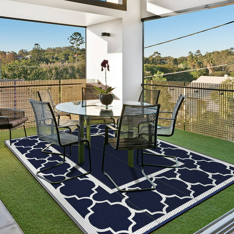 Rurality Outdoor Rugs 5x8 for Patios Clearance,Waterproof Mats for  Porch,Deck,Plastic Straw Area Rugs for Backyard,Balcony,Reversible,Geometric