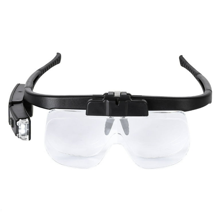 Magnipros LED Illuminated Headband Magnifier Visor with Bonus Cleaning Cloth and 5 Detachable