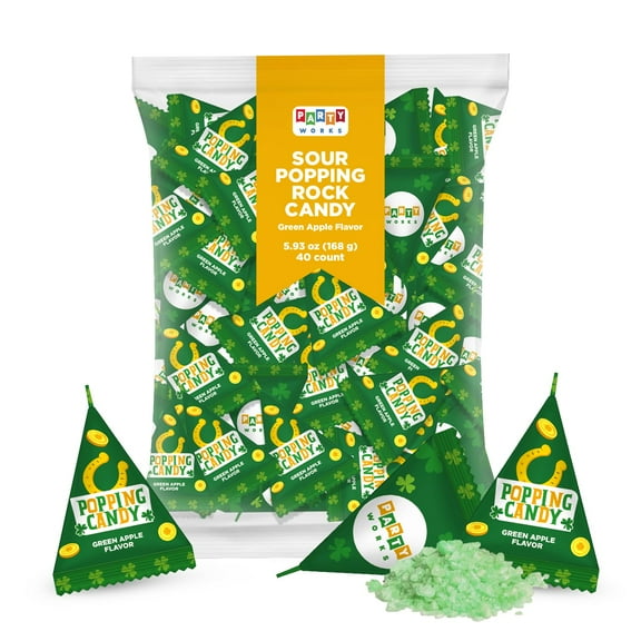PartyWorks Patrick's Day Popping Candy Green Apple Flavor, 40-Count Bag