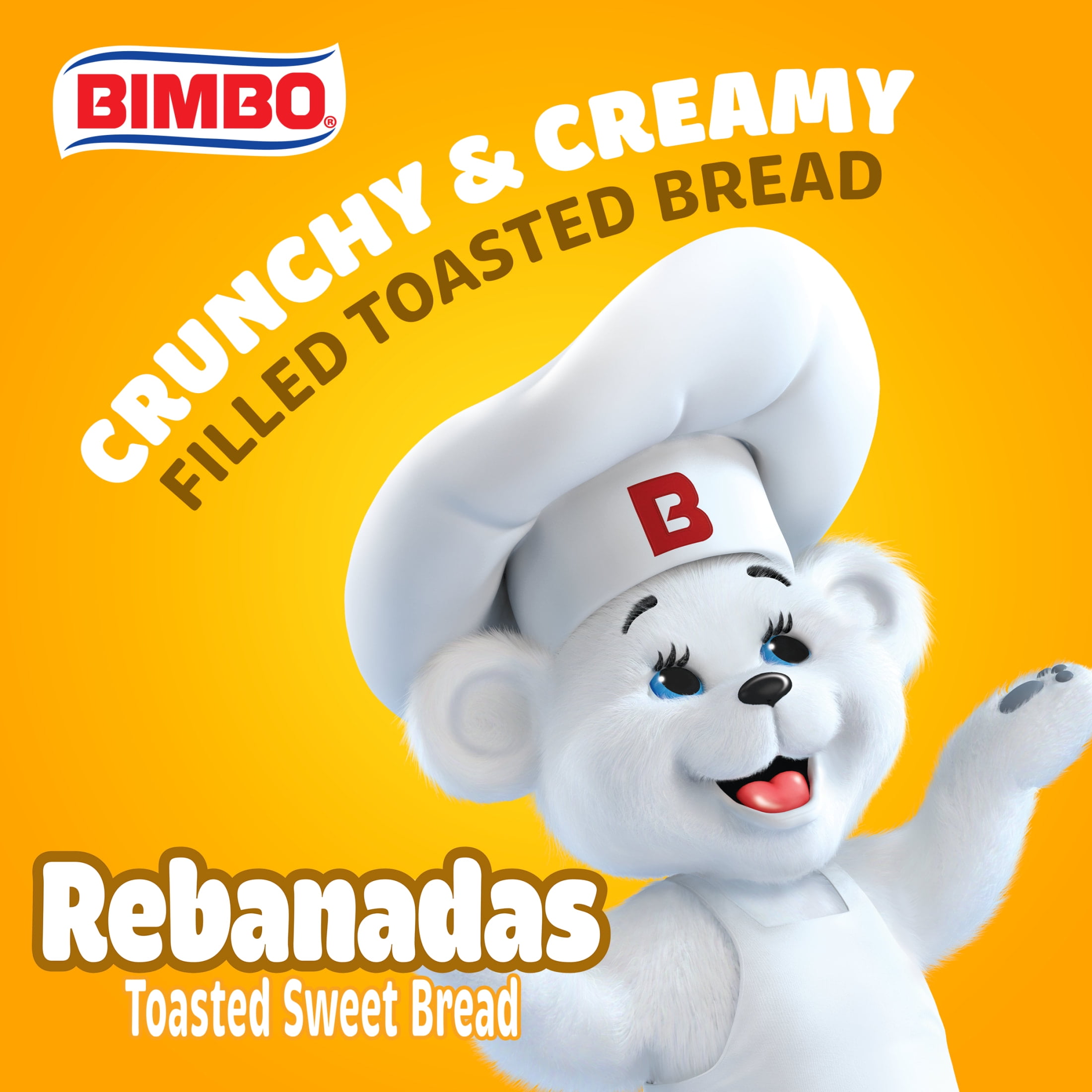 Bimbo Rebanadas Creamy Toasted Sweet Bread, 6 packs, Sweet Cream Filled Sandwiches, 11.64 oz Bag