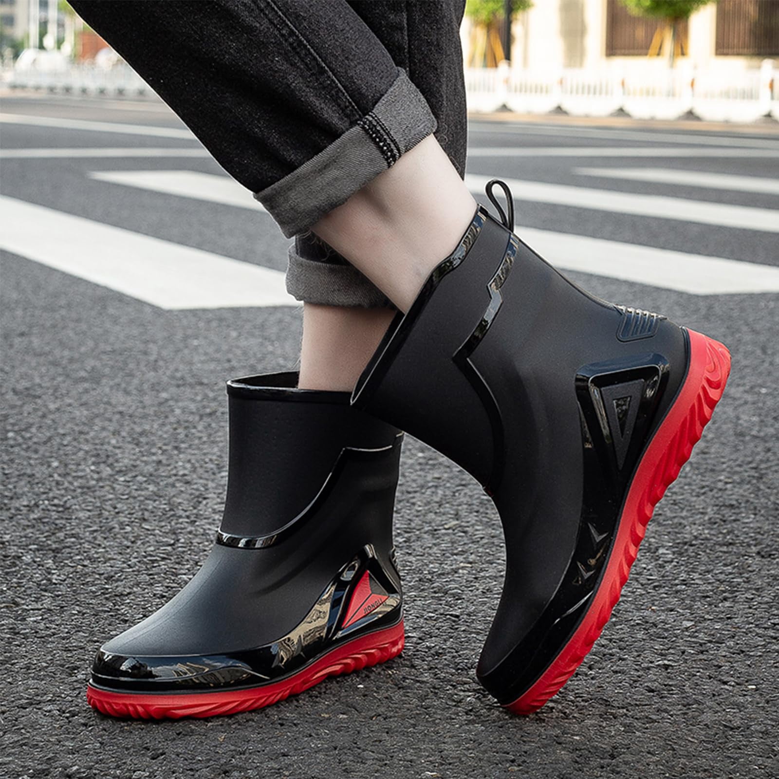 AUXDIQ Men Rain Boots Outdoor Garden Boots Waterproof Ankle Rain Shoes