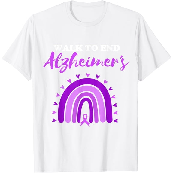 Walk To End Alzheimers Disease Alzheimers Awareness Purple T-ShirtMen's and women's pure cotton short-sleeved shirts