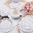 thumbnail image 5 of 10 pcs Crocheted Doilies Cotton Hand Made Round Crochet Lace&nbsp;Table Cotton Coaster 4-6 inches Round White Cup Mat for Wedding Tea Party, 5 of 5