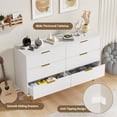 thumbnail image 5 of Litake 56 in Wide Fluted Dresser for Bedroom with 6 Drawers, Wooden Chest of Drawers with Metal Handle & Feet, White Dresser for Living Room, Hallway, Bedroom, 5 of 7
