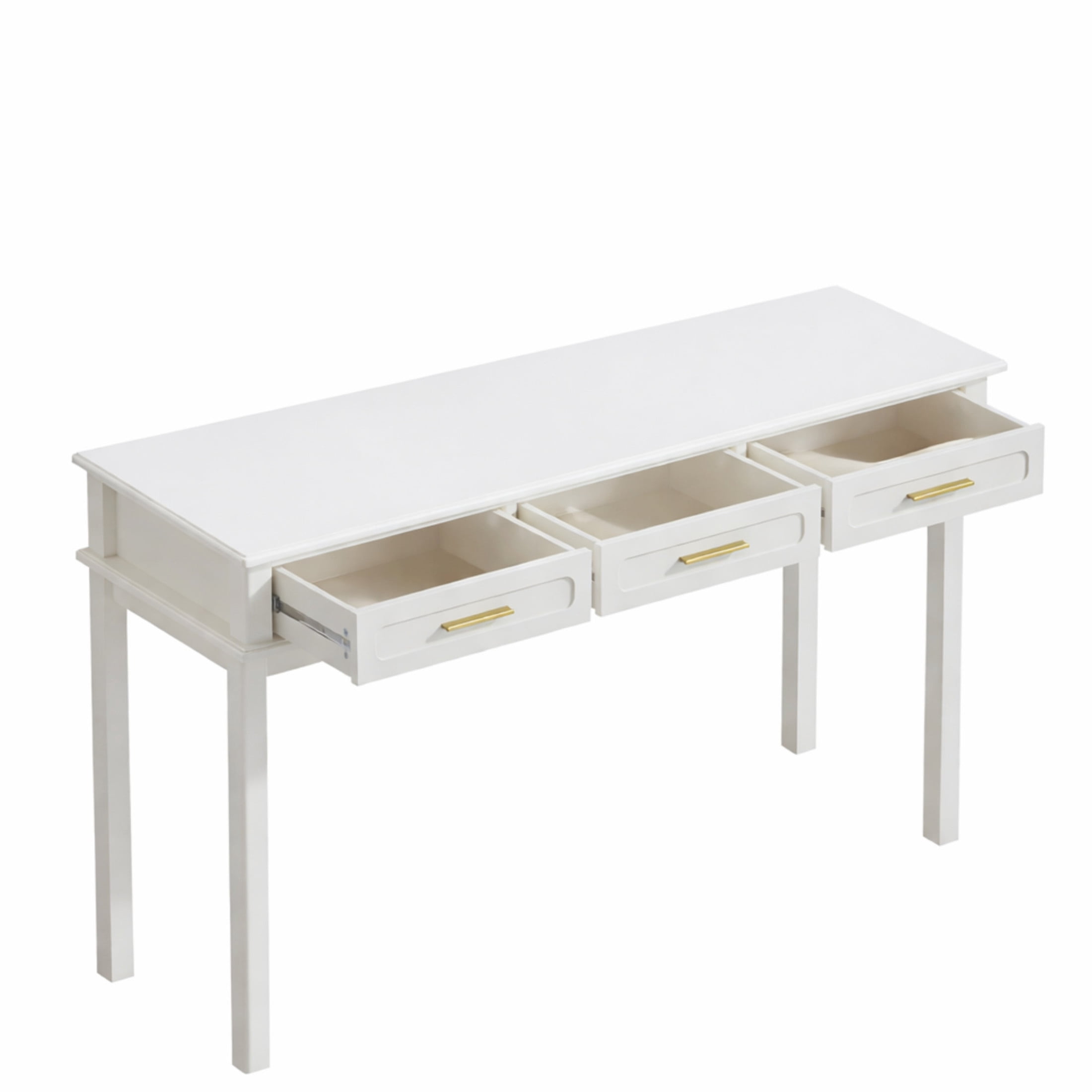 Noble House 47" Multipurpose Vanity Desk, Modern Makeup Table with 3 Drawers and High-Gloss Finish, White