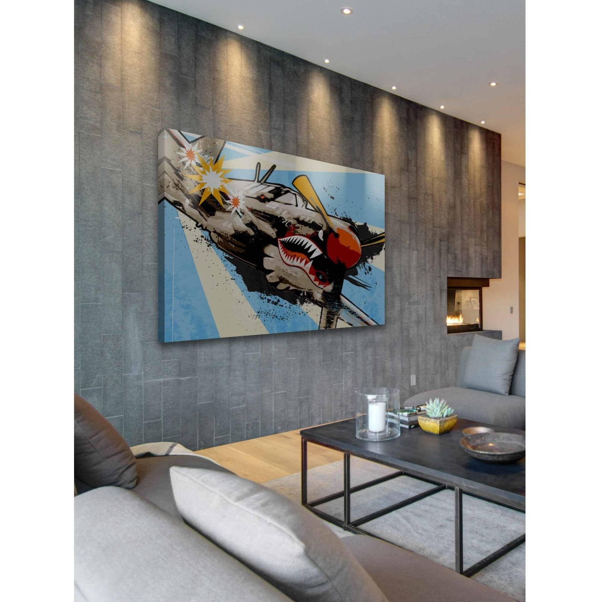 "P40 Warhawk" Painting Print on Wrapped Canvas