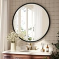 thumbnail image 3 of Mirrasia 32" Round Wall Mirror Decoration Hanging Mirror With Beaded Frame,Black, 3 of 6