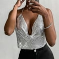 thumbnail image 6 of Beach Vacation Clothes for Women Concealment Top Women Top Bodysuit for Tube Compression Packs Camisole with Padded Shelf Bra High Neck Camisole with Lace Trim Bodysuit Clothes Shirts Wo Silver M, 6 of 9