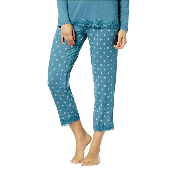 Alfani Womens Lace-Trim Printed Pajama Pants Size XS