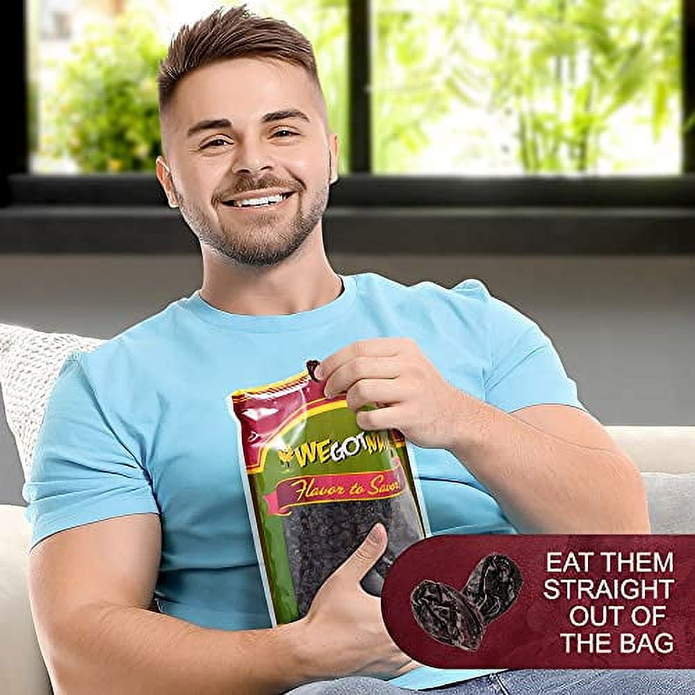 Dark California Dried Raisins By We Got Nuts-5 lbs (80oz)- Premium Kosher Dried Raisins- Grown In The USA- Natural, Pure, Unsalted, No Sugar Added- Gourmet Savory Flavor- Air-Tight Resealable Bag