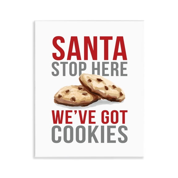 Stupell Industries Santa We Have Cookies Humor Painting Unframed Art Print Wall Art, 11 x 14