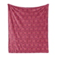 thumbnail image 1 of Geometric Soft Flannel Fleece Throw Blanket, Patchwork Style Floral Elements Geometric Squares with Pattern Magenta Tones, Cozy Plush for Indoor and Outdoor Use, 60" x 80", Multicolor, by Ambesonne, 1 of 6