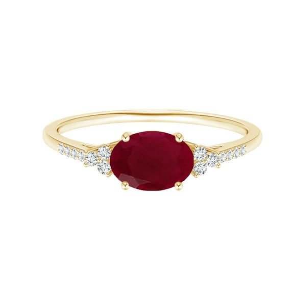 925 Sterling Silver 2.5 Ctw Oval Ruby Horizontal Set Women Cluster Ring