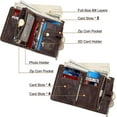 thumbnail image 5 of Cartera de cadena para hombres con bloqueo de cuero genuino con cremallera plegable con ventana de identificación y bolsillo para monedas (café), 5 of 5