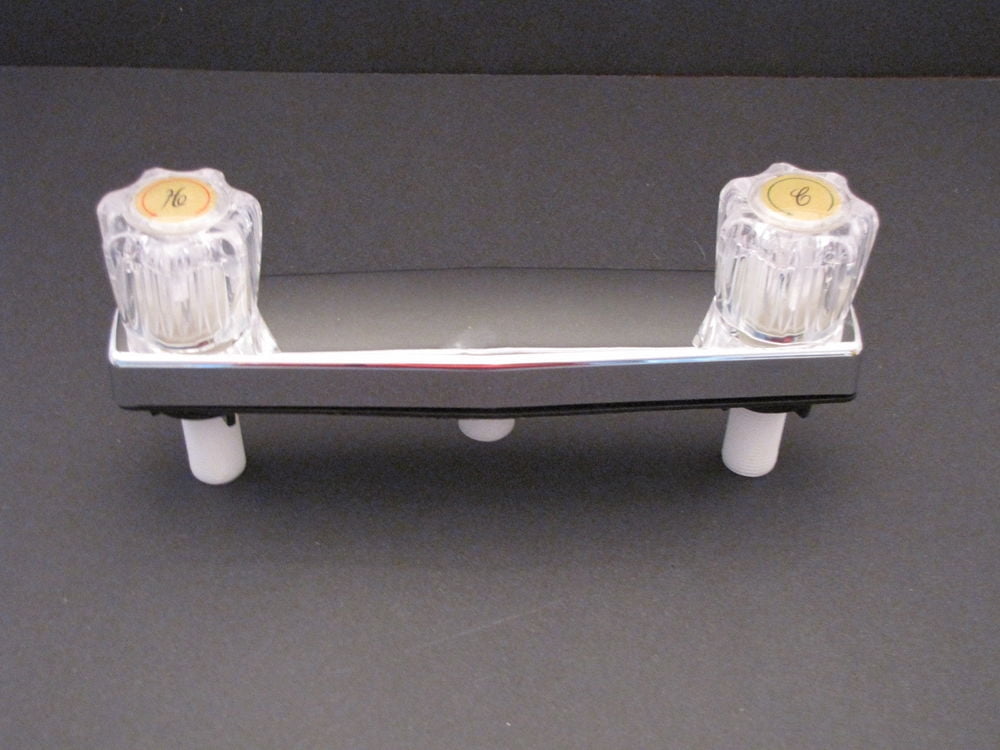 Mobile Home RV Shower Faucet. 2 Valve. Chrome. 8" on center valves