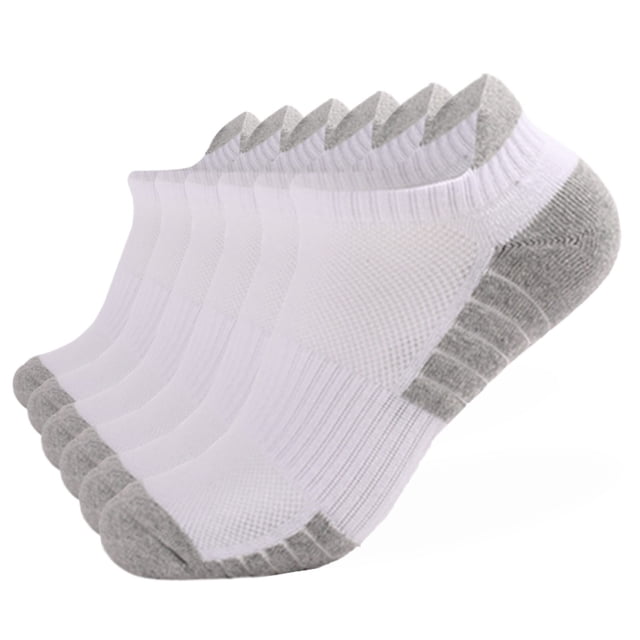 Clearance! Baberdicy Men and Women Athletic Running Socks 6 Pairs Breathable Low Cut Sports Socks with Cushioning Ankle Socks White