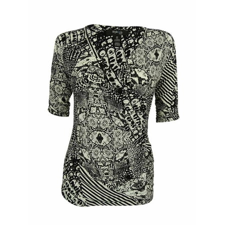 - Women's Elbow Sleeves Animal Print Top (P, Animal Mix)