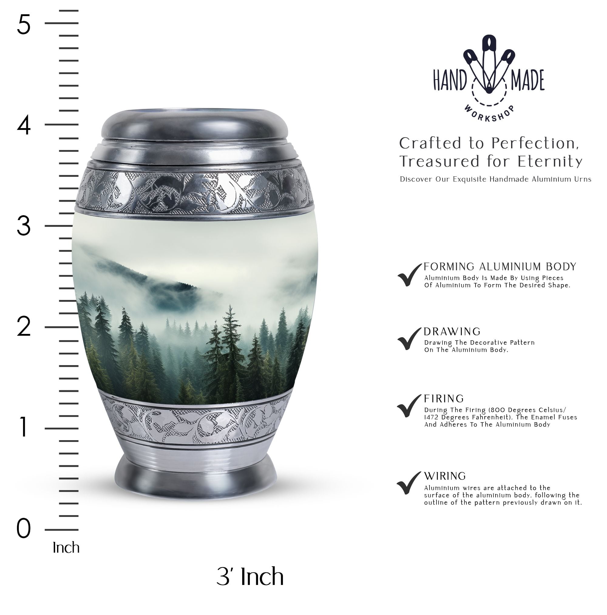 Misty Mountain Forest Urns For Burial, Small Urn For Ashes - Adult Urns For Human Ashes - Cremation Urns For Adult Ashes Women - Decorative Urns - Funeral Urns For Human Ashes Adult (3inch)