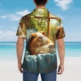 thumbnail image 4 of Sikiie Lazy Home Style Guinea Pig Print Men's Hawaiian Shirt, Summer Beach Button Pocket Short Sleeve T-Shirt,Small, 4 of 7