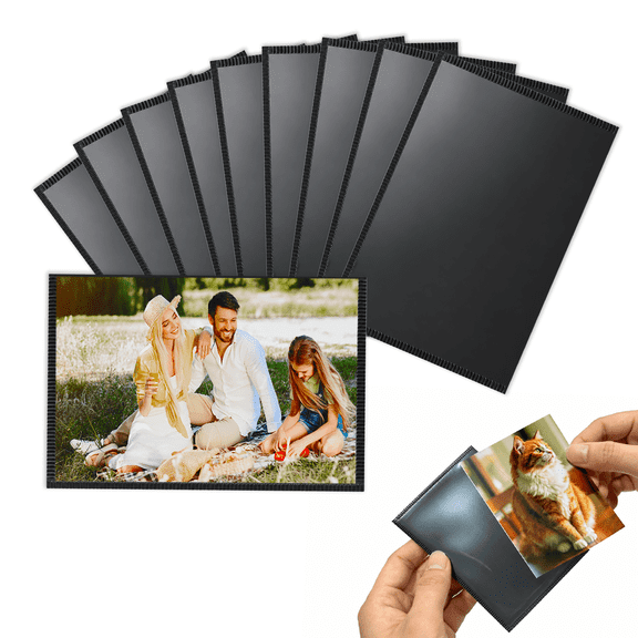 10 Pack Magnetic Photo Frames with Black Border, 2.5 x 3.5 Inch Magnet Picture Pockets for Refrigerator, Locker, Home, Office and School