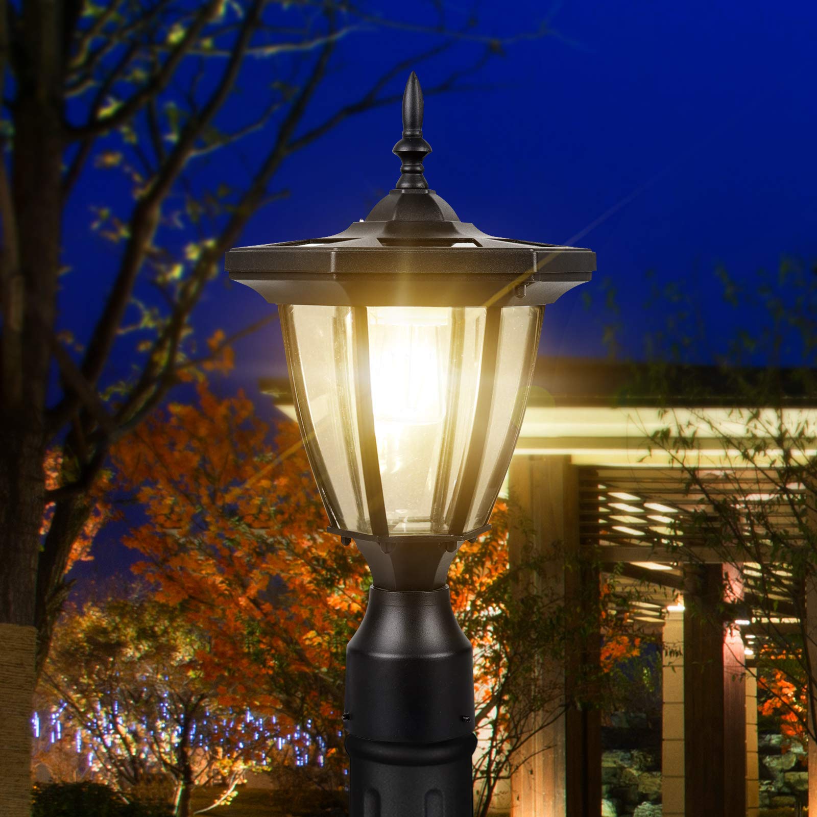 KMC KMC LIGHTING ST6321Q-A Solar Powered Lamp Post Light Outdoor 75 Lumens 3" Fitting Base Aluminum For Yard, Driveway, Gateway Etc.