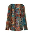 thumbnail image 5 of cocolona Womens Long Sleeve Shirts Asymmetrical Neck Button Tops Dressy Casual Boho Print Blouses Fall Clothes, 5 of 7