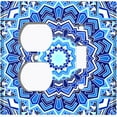 thumbnail image 4 of Metal Light Switch Plate Cover Teal Blue Mandala Icy Flower Tile Pattern MDL048, 4 of 13