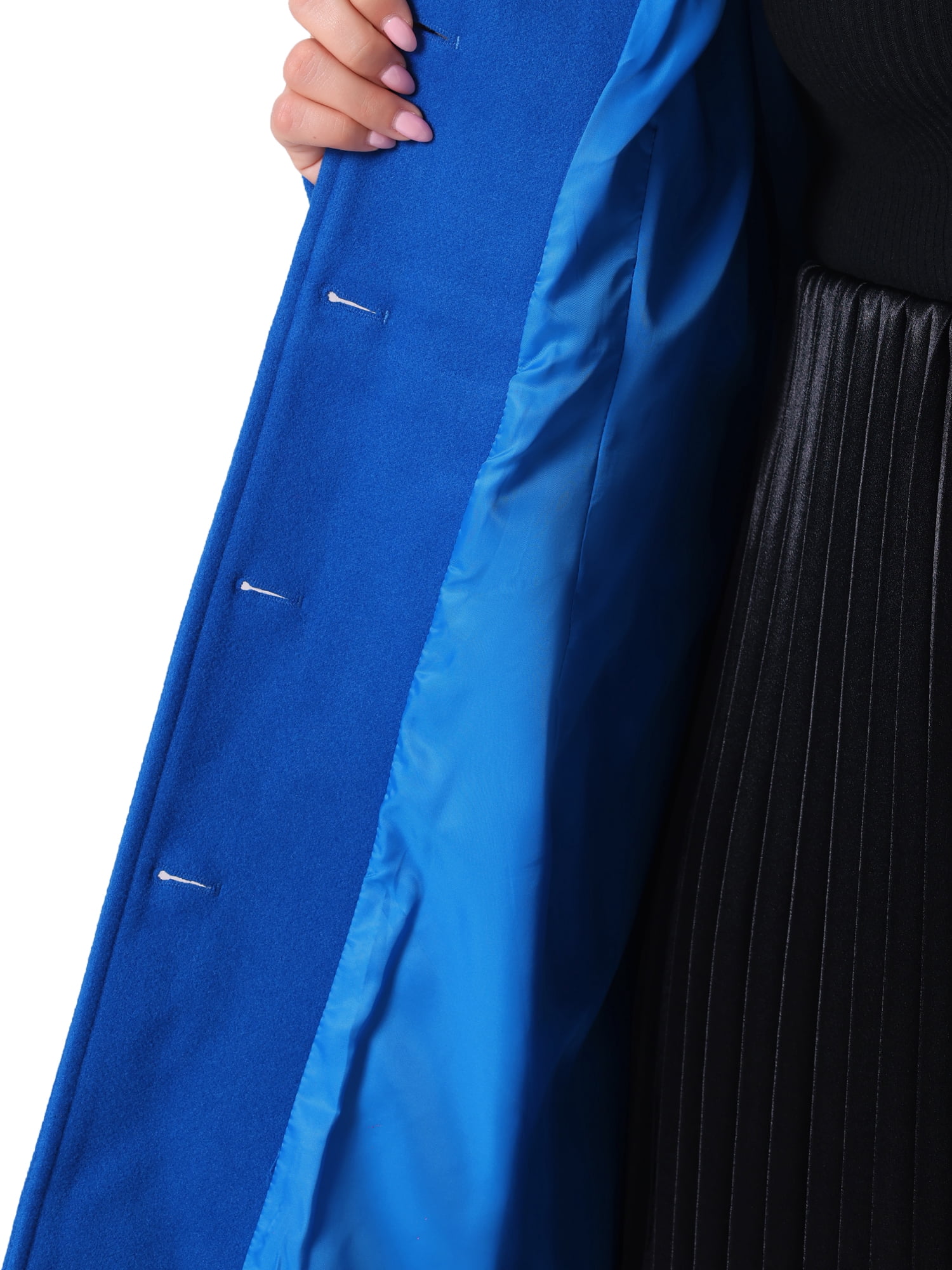 DARING DIVA Women's Plus Size Peter Pan Collar Single Breasted Coat 1X Royal Blue