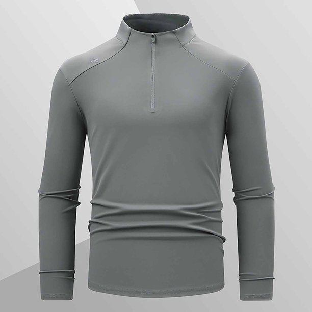 pstuiky camisa de manga larga para hombre, Blusa informal y moderna de manga larga con cremallera para hombre salir tops xl
