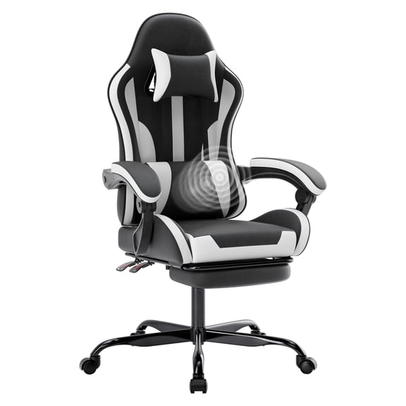 Leumius Gaming Chair,Ergonomic Office Computer Desk Chair with Footrest and Lumbar Support,360° Swivel Chairs for Office Home Gaming,Black