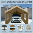 thumbnail image 4 of Carport, 10×20 Heavy Duty Portable Carport Garage Tent for Outdoor Storage Shelter khaki, 4 of 6