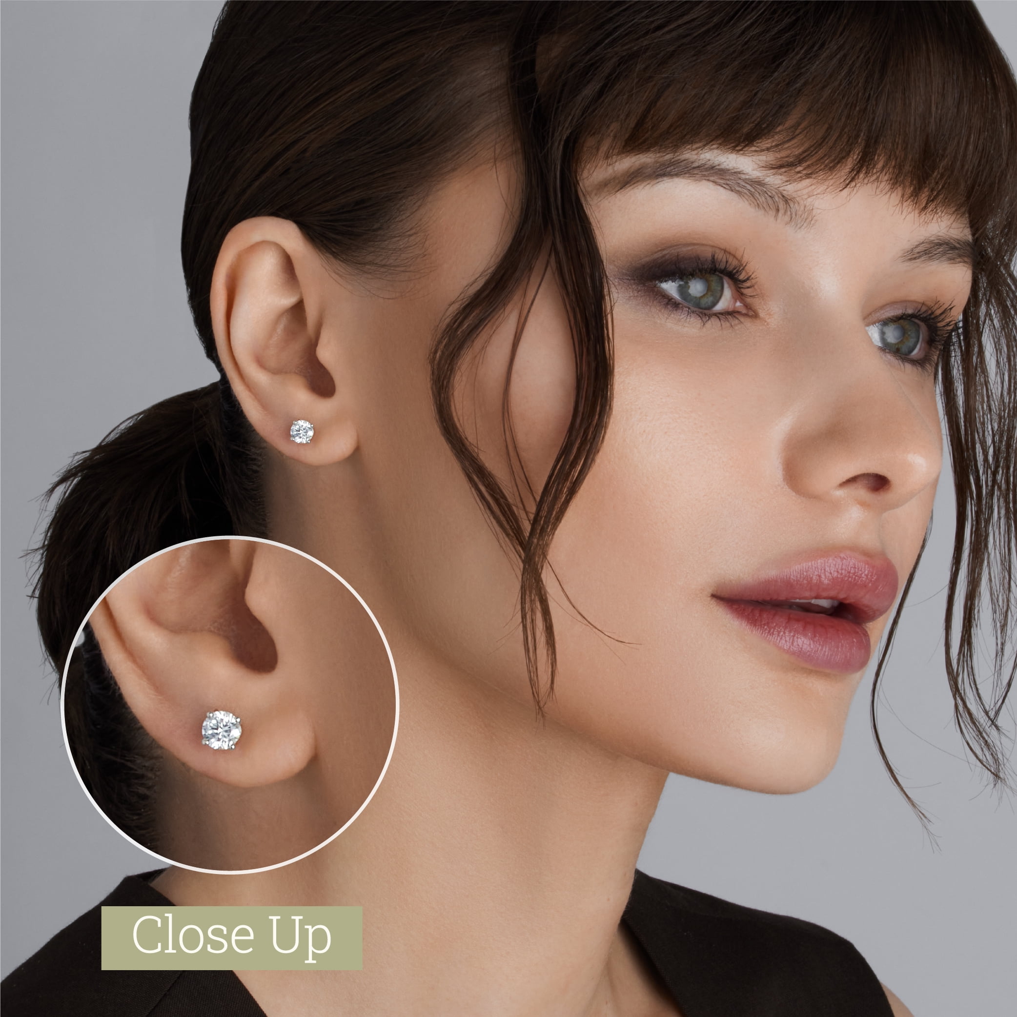 Gilded 1 Carat Total Weight Lab-Grown Diamond 14KT Gold Plated Silver Stud Earrings for Women | Hypoallergenic Fine Jewelry | 4-Prong Basket, Push Back Nut | SI1 Clarity, F Color, Round Cut