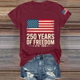 thumbnail image 4 of Only Moment USA Holiday Shirts Crew Neck Short Sleeve Women's Cotton and Linen Independence Day American Flag Floral Print Shirt Wine,3XL, 4 of 5
