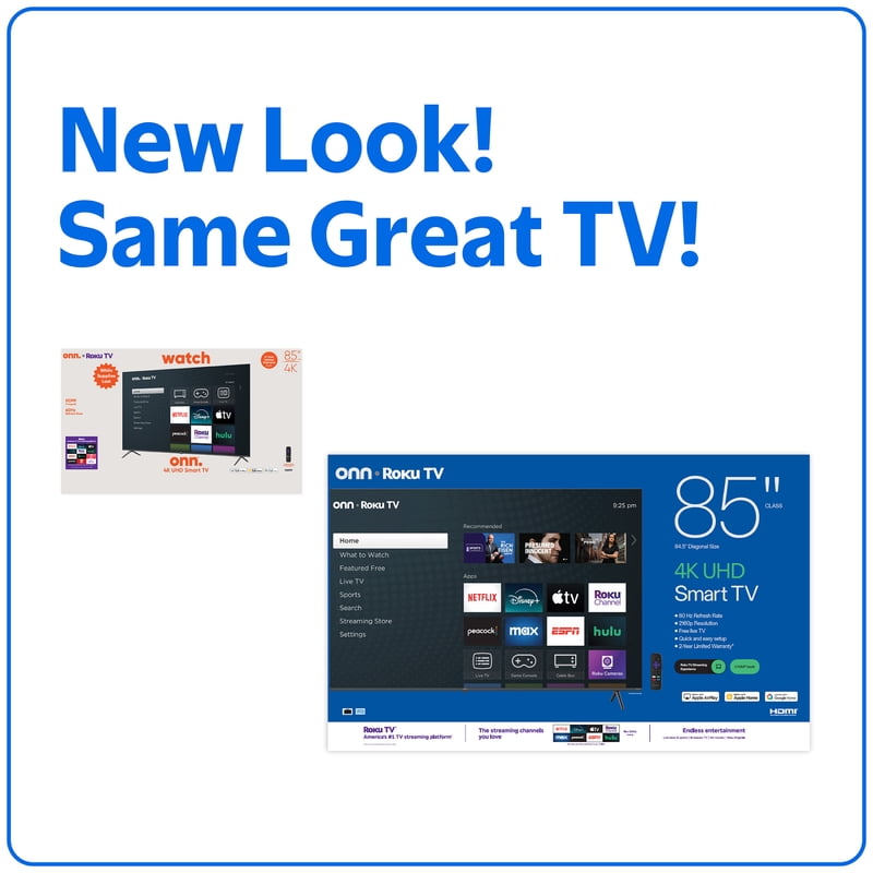 onn 85" Class 4K UHD Roku Smart Television, 100150805 gallery view