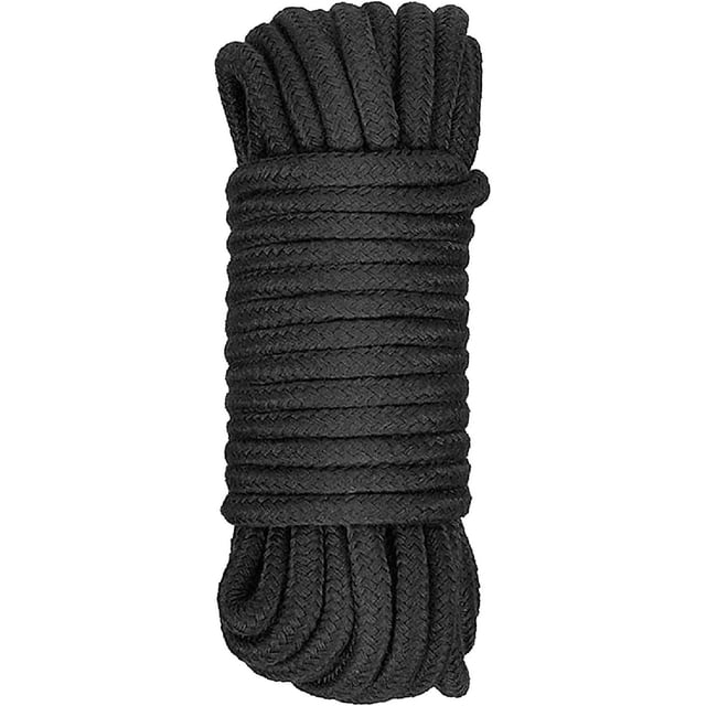 Cuerda multiusos Casewin de 10 m (33 pies) y 8 mm, de algodón suave y grueso, trenzada (negra)
