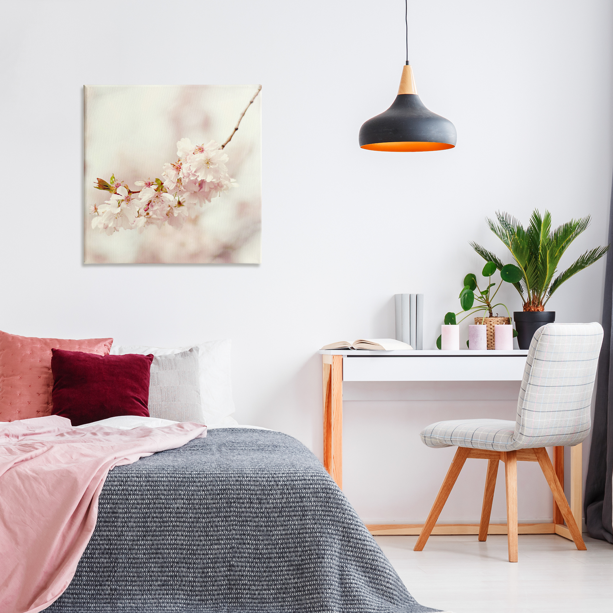 Stupell Industries Delicate Cherry Blossom Plants & Flowers Photography Wrapped Canvas Art Print Wall Art, 30 x 30
