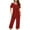 Red, variant on HUJlwoi Pajama Sets for Women Printed 2 Pj Sets Button down Shirts with Capri Pants Sleepwear Matching Sets Short Sleeve Lounge Sets