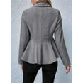 thumbnail image 2 of Elegant Women Blazer Business Work Office Peplum Hem Jacket Open Front Herringbone Coats Grey M, 2 of 7