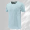 thumbnail image 2 of MIXUE Mens T-Shirts Solid Color Round Neck Short Sleeve Outdoor Quick Drying Running Fitness Summer Sports Comfortable Pullover Tops T Shirts Daily-Wear,Blue,M, 2 of 3