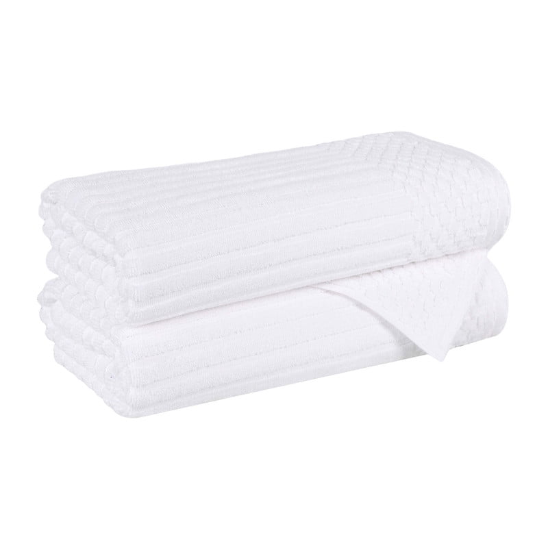 Superior Soho Ribbed Cotton Absorbent Bath Towel Set of 2, White