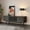 Black, variant on POVISON-Modern Wood TV Stand, Minimalist Slatted Media Console with Tall-cast Metal Legs, Walnut Veneer, 70.87"