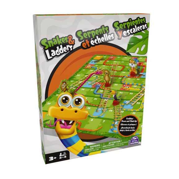 Spin Master Games, Snakes & Ladders Game for Kids Colorful 2-4 Player Board Game for Family Game Night Cool Things Fun Games, for Kids Ages 3 and up