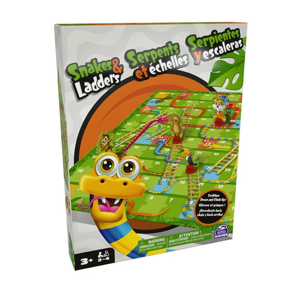 Spin Master Games, Snakes & Ladders Game for Kids Colorful 2-4 Player Board Game for Family Game Night Cool Things Fun Games, for Kids Ages 3 and up, Snakes & Ladders Game