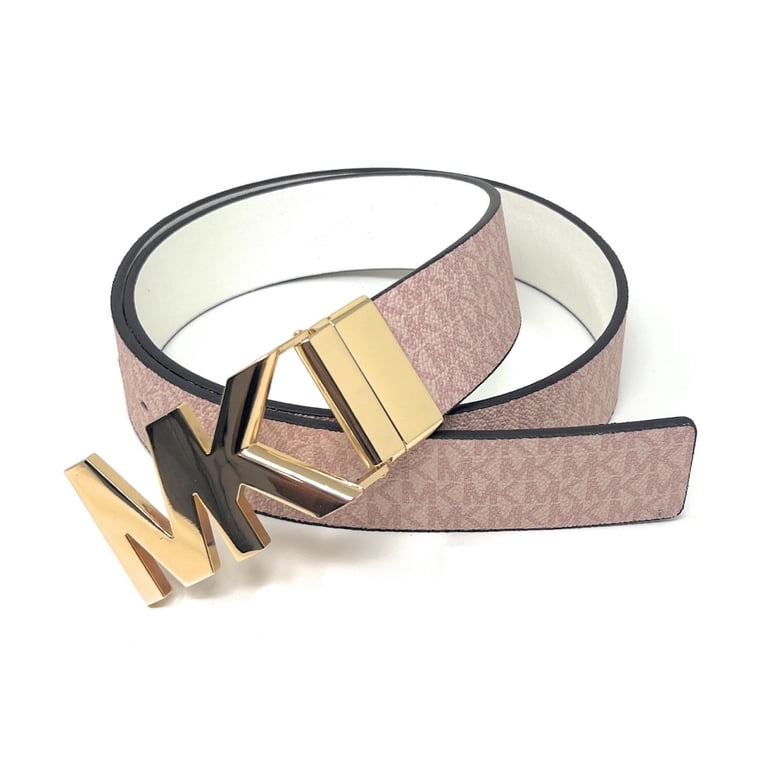 Michael Kors 38mm Leather Reversible MK Logo Plaque Buckle 