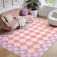 thumbnail image 6 of Wonnitar 5'x 7' Checkered Area Rug, Washable Pink Checkerboard Rug for Living Room, Non Slip Soft Low Pile Geometric Indoor Carpet for Bedroom, Nursery, Office, 6 of 10