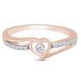 thumbnail image 2 of AFFY 0.10CT Natural White Diamond Split Shank Heart Promise Ring in 14K Rose Gold Over Sterling Silver-5, 2 of 7