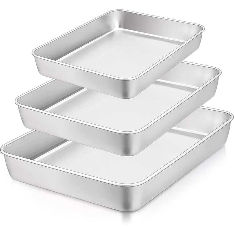 Walchoice 3-Piece Rectangle Stainless Steel Baking Pan Set photo 1
