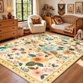 thumbnail image 3 of NewBuros 6'x9' Area Rug, Boho Floral Washable Rug, Non Slip Stain Resistant Soft Low Pile Rug for Living Room, Bedroom, Dining Room & Office, Ivory Yellow, 3 of 11