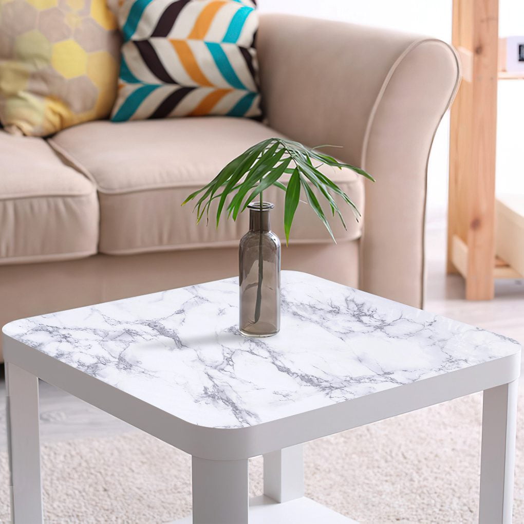 Arthome Marble Paper,23.6x200 inch Self Adhesive Wallpaper Waterproof Gloss PVC Vinyl, Oil Proof,White/Gray Granite Paper,Marble Vinyl Paper for Furniture Cover Surface,Countertop,Kitchen,Shelf Liner