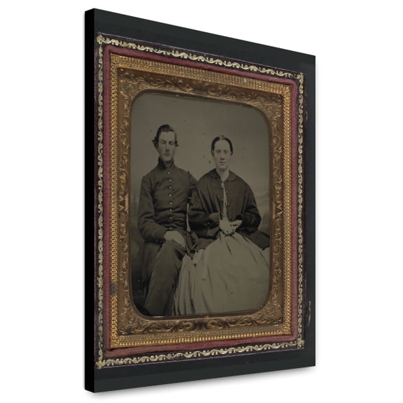 Canvas Print: Unidentified Soldier In Union Uniform And Unidentified Woman, circa